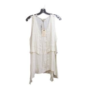 Rag & Bone "Florence" Cream Sleeveless Layered V-Neck Top Large New w/ Tags NWT